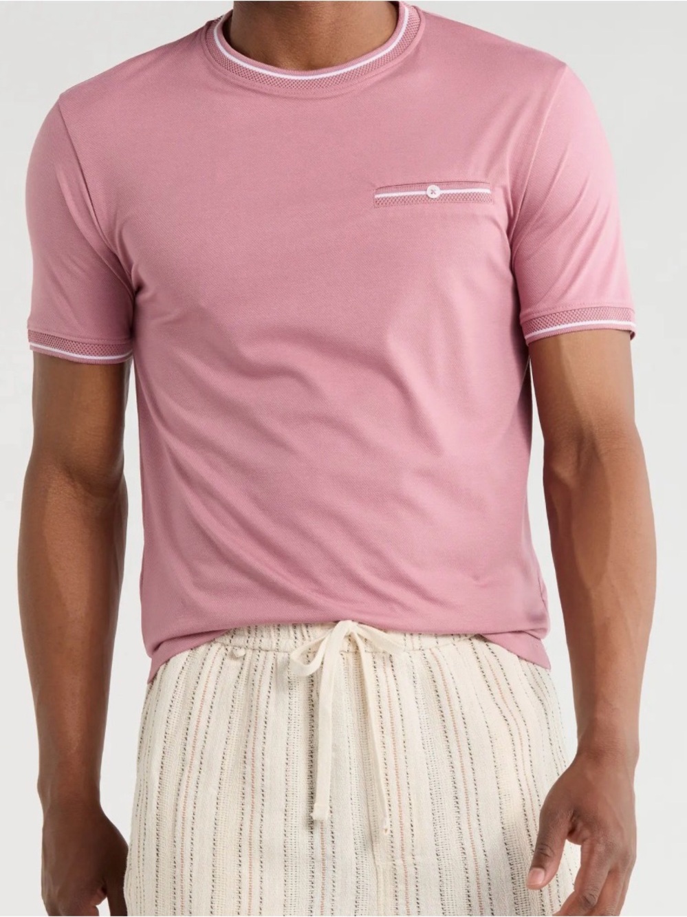 Denim and Flower NWT Men's Size XL Tipped Pocket Short Sleeve T-Shirt Dusty Pink